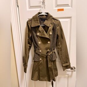 Women’s Steve Madden Tweed Panel Peplum Trench Coat